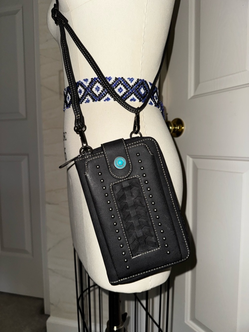 Montana West Studded Turquoise Phone Wallet